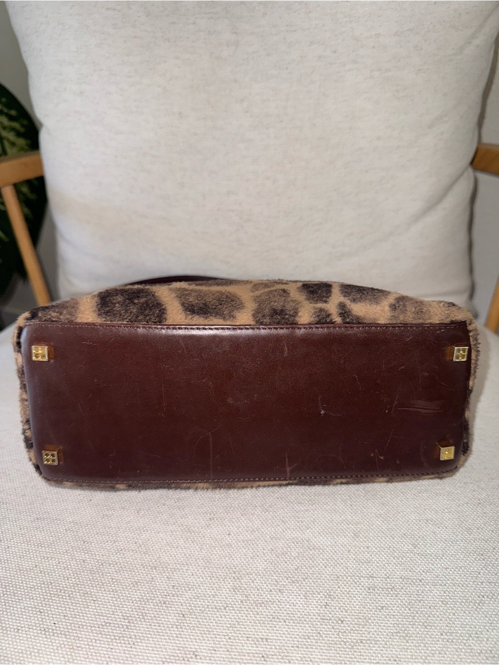 Vintage Kate Spade New York Giraffe Animal Print Brown Shoulder Bag Baguette 90s - Picture 7 of 17